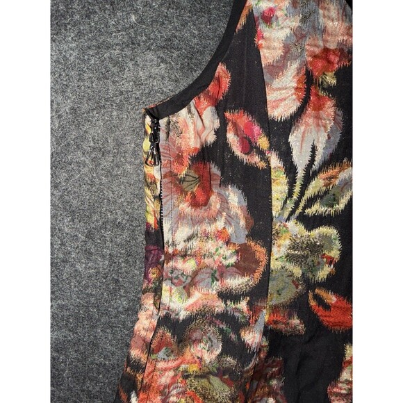 EIFSDOTTIR Size 0 Cocktail Dress Black Multi Floral Shimmer Cutout Back Pockets - Picture 6 of 9